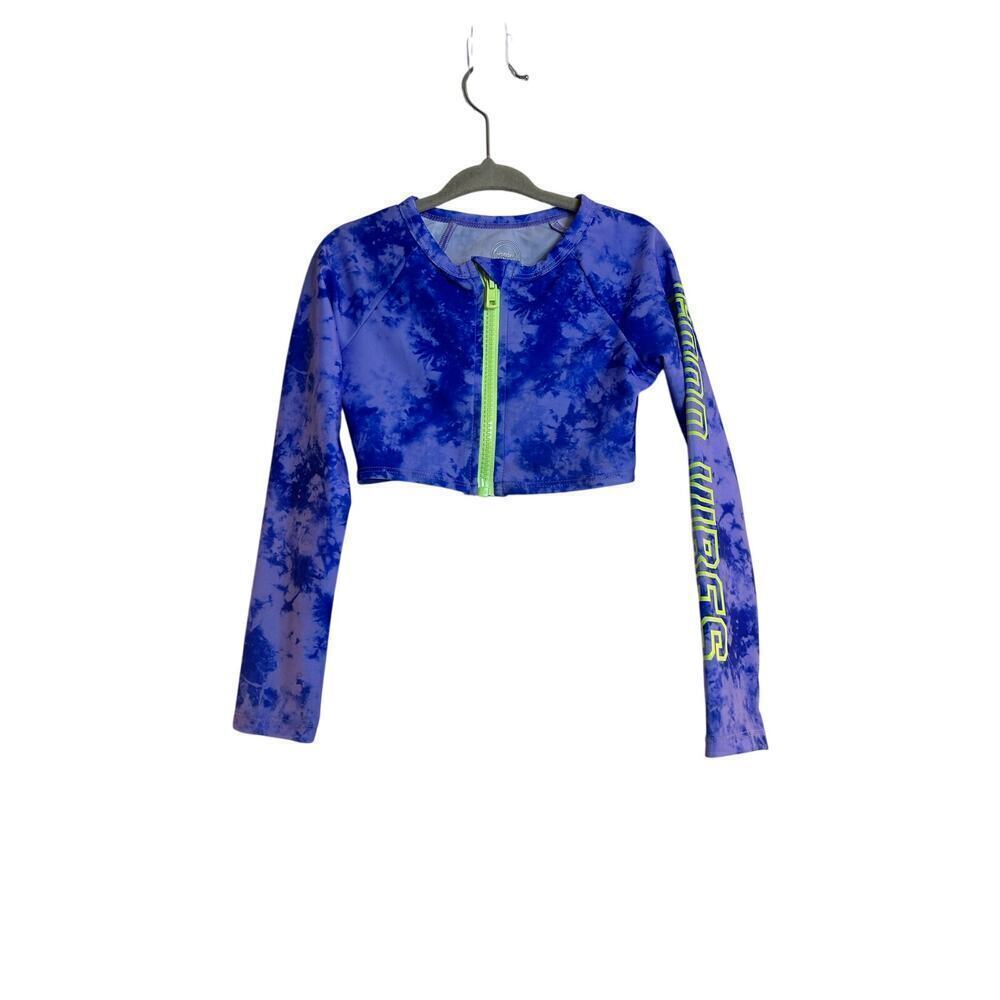 WONDER NATION Girl’s Rashguard Long Sleeve Front Zipper Swim Top / Size: XS 4-5 - Picture 1 of 6